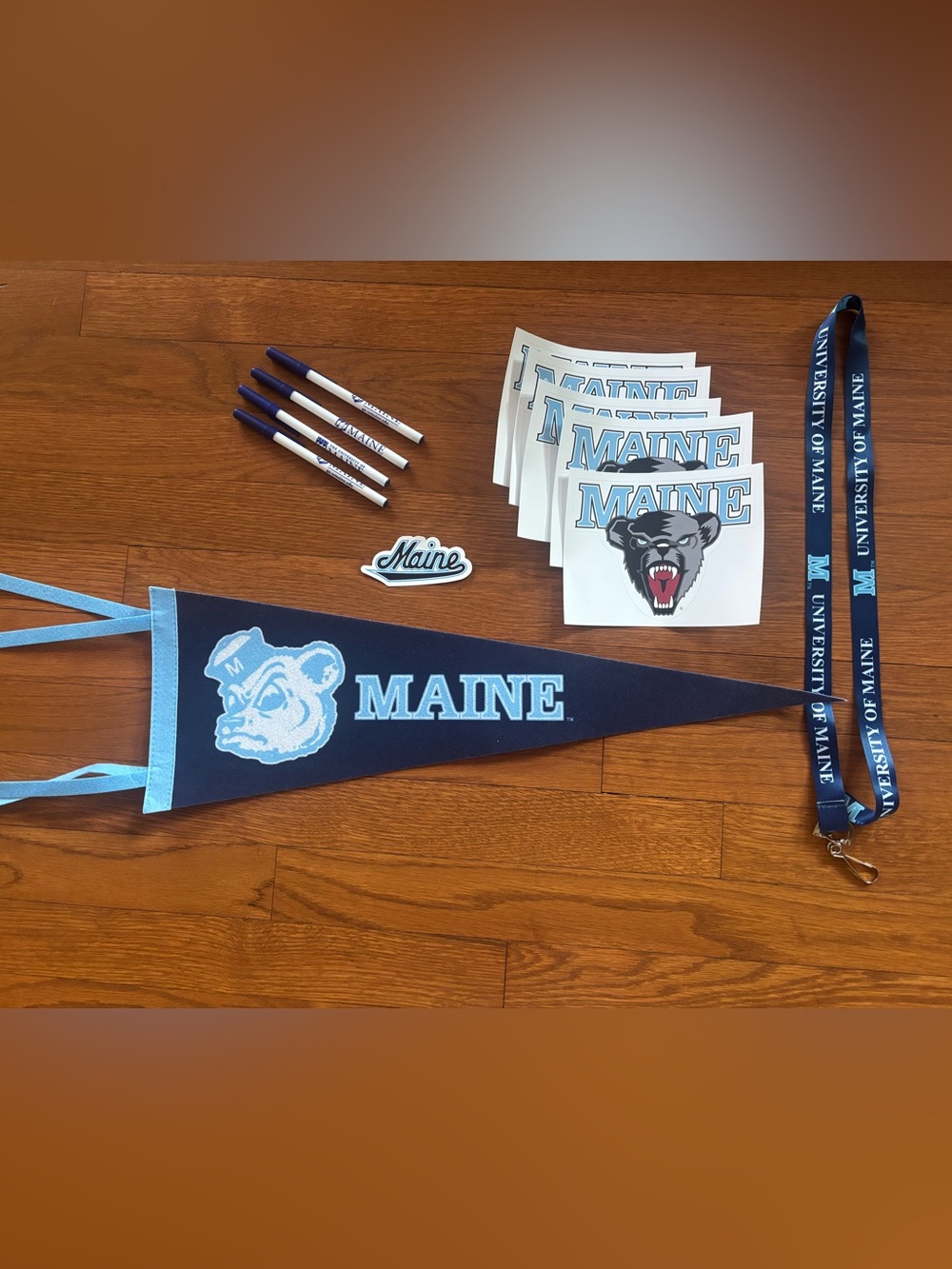 University of Maine Pennant Bundle with Stickers & Lanyard